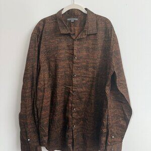 John Varvatos XL Button Down Men's Shirt Cotton Brown
